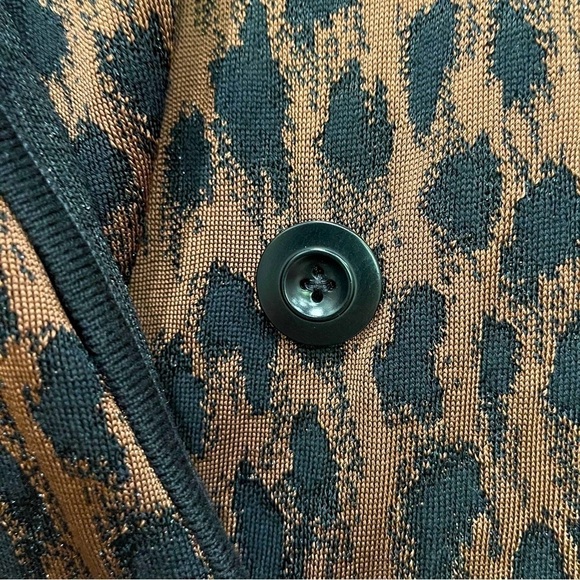 St. John Wool Blend Leopard Knit Cape Poncho | Double Breasted Statement Wrap - Picture 8 of 13